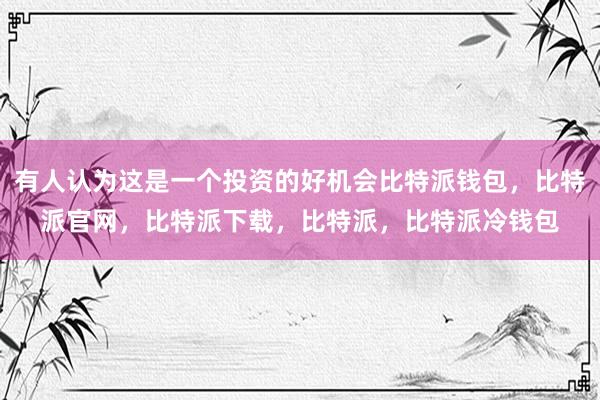 有人认为这是一个投资的好机会比特派钱包，比特派官网，比特派下载，比特派，比特派冷钱包