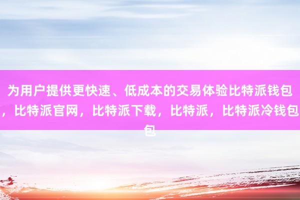 为用户提供更快速、低成本的交易体验比特派钱包，比特派官网，比特派下载，比特派，比特派冷钱包