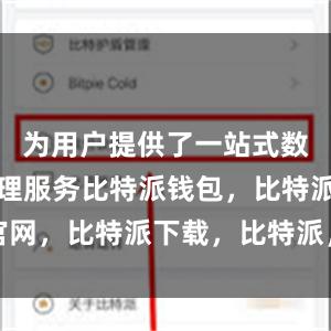 为用户提供了一站式数字资产管理服务比特派钱包，比特派官网，比特派下载，比特派，比特派冷钱包